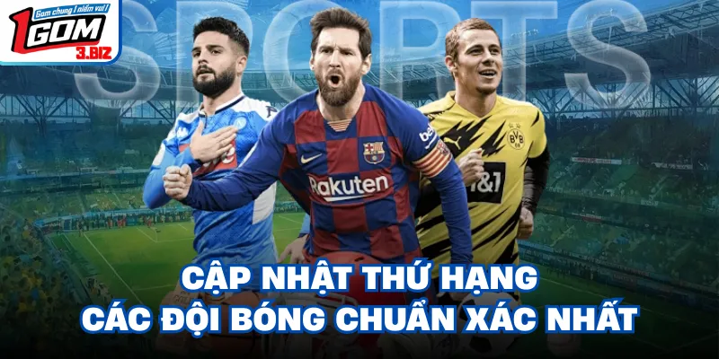 Cập nhật thứ hạng các đội bóng chuẩn xác nhất
